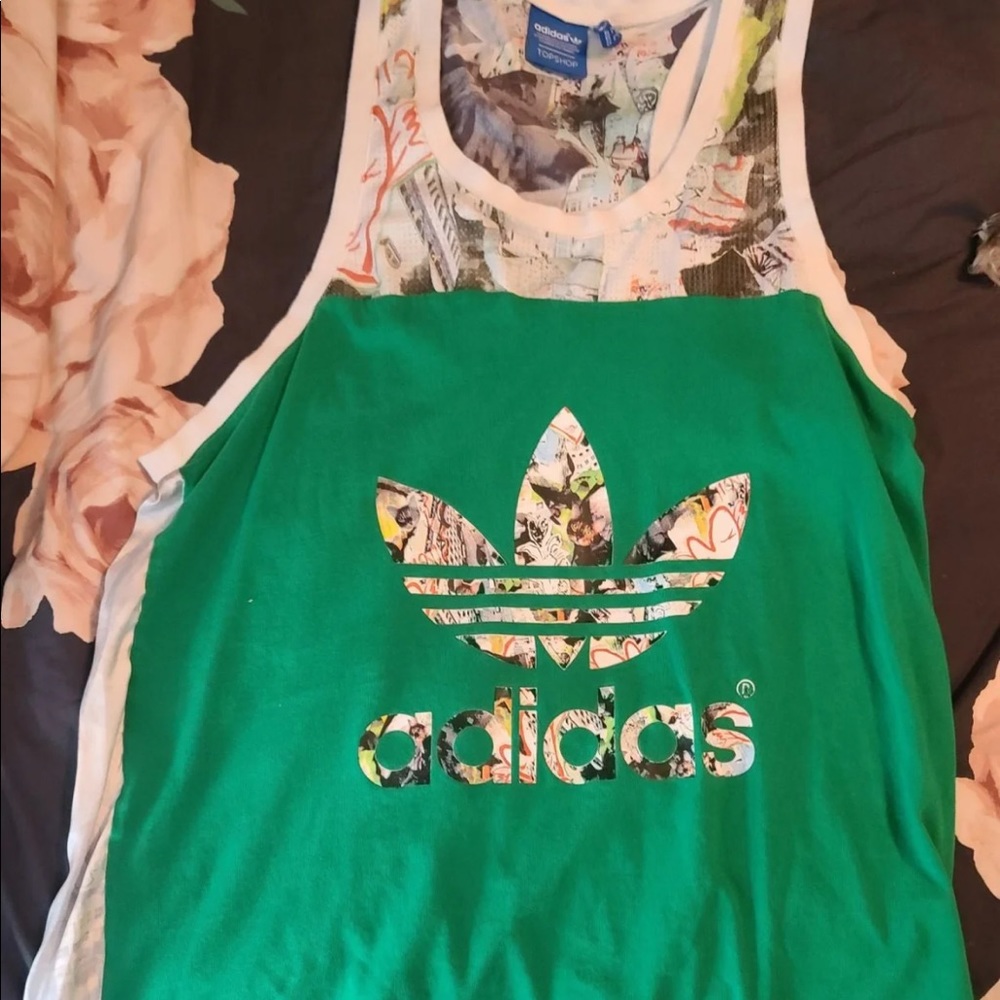 Adidas Tank top by top shop with the cat face